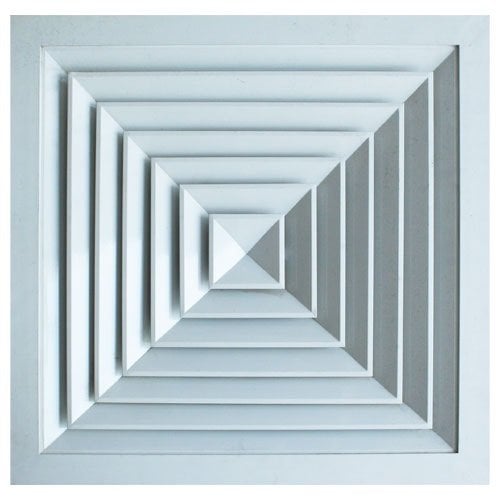 Kare Anemostad Aliminyum Boğaz Ölçüsü 45*45 Dıştan Dışa Ölçü 60*60 cm - DAMPERLİ - ALÇIPAN TAVAN
