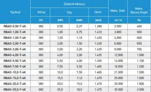RBAO Geriye Eğimli Ve Seyrek Kanatlı Direkt Akuple Tek Emişli Radyal Fanlar RBAO-0,50-T-4K